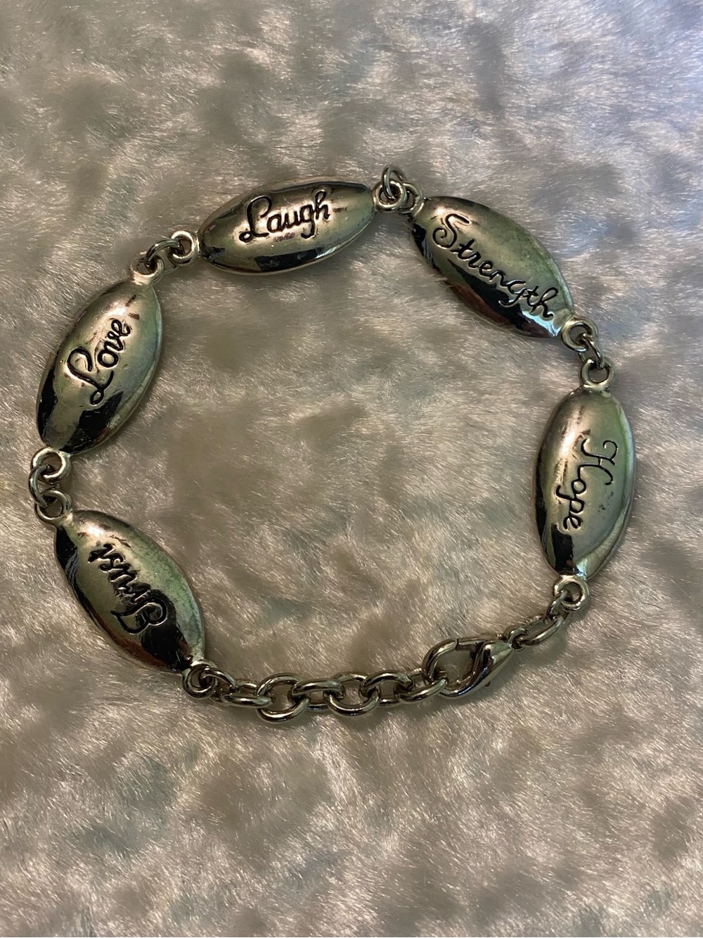 🍀Inspirational Silver ‘Love Laugh Strength Hope' Link Bracelet